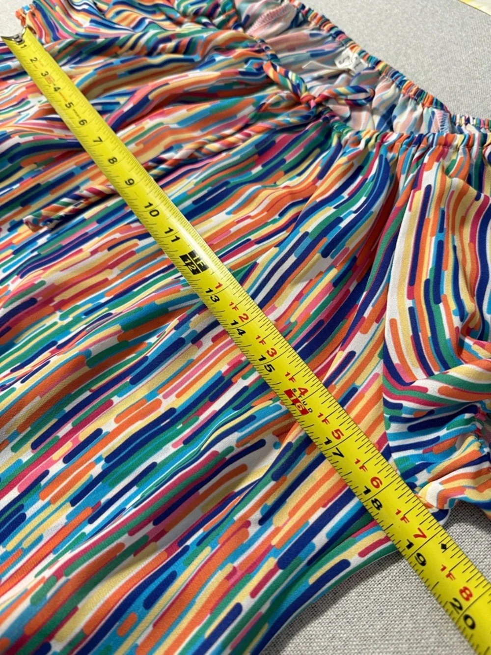 Spense Women’s Multicolor Abstract Stripe Peasant Top SZM - Picture 8 of 13